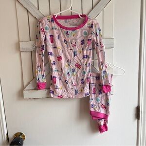 Little Sleepies Pink Pajama Set with Colorful Prints